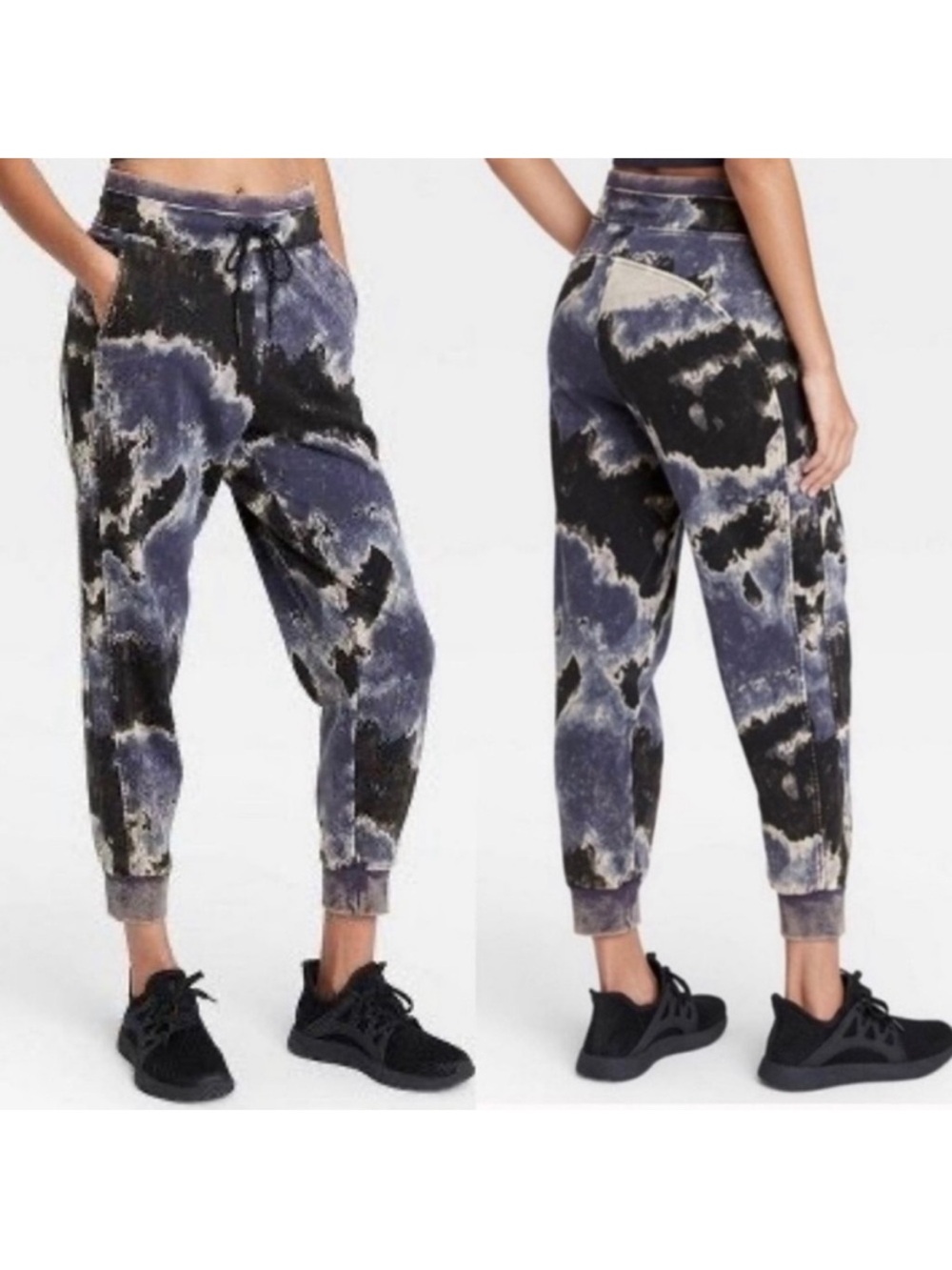 JoyLab Black, Gray & Cream Tie-Dye Joggers Drawstring Sweatpants women’s Medium